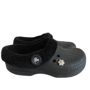 Crocs Mammoth Black Faux Fur Lined Clogs Womens 6 Mens 4 Slip On Shoes